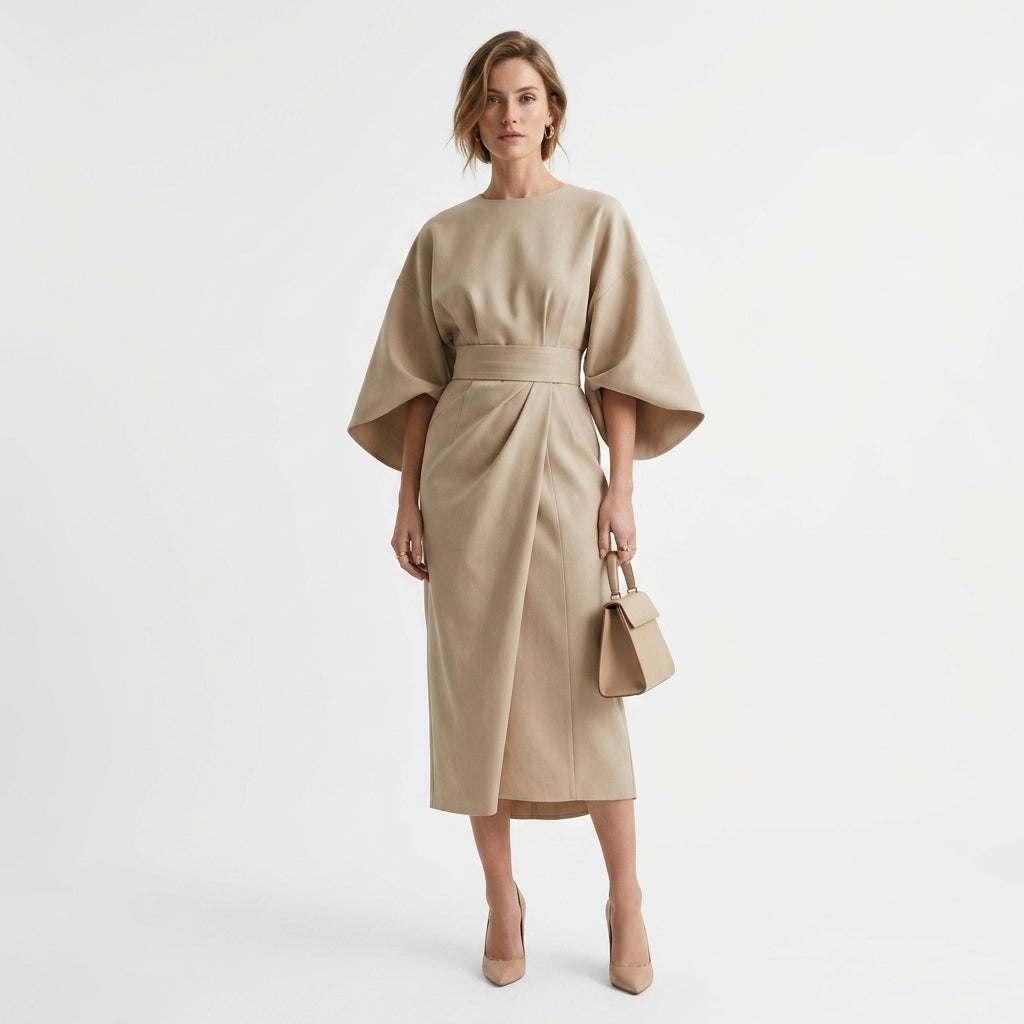 Sukienka midi damska z paskiem – elegancka sukienka z paskiem