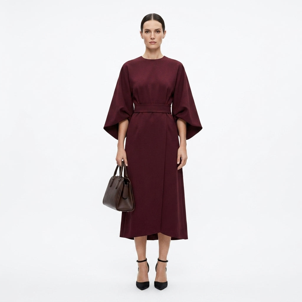 Sukienka midi damska z paskiem – elegancka sukienka z paskiem
