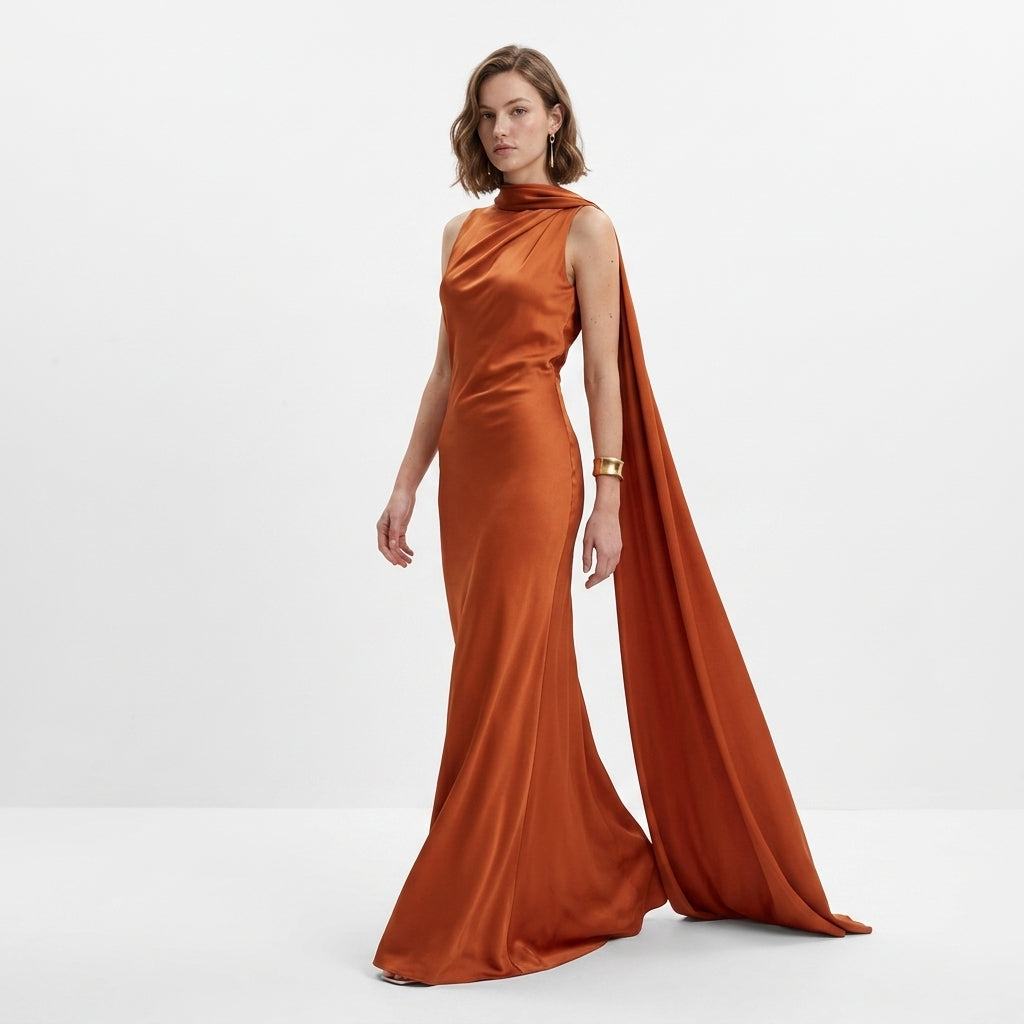 Elegancka Sukienka Maxi na Jedno Ramię