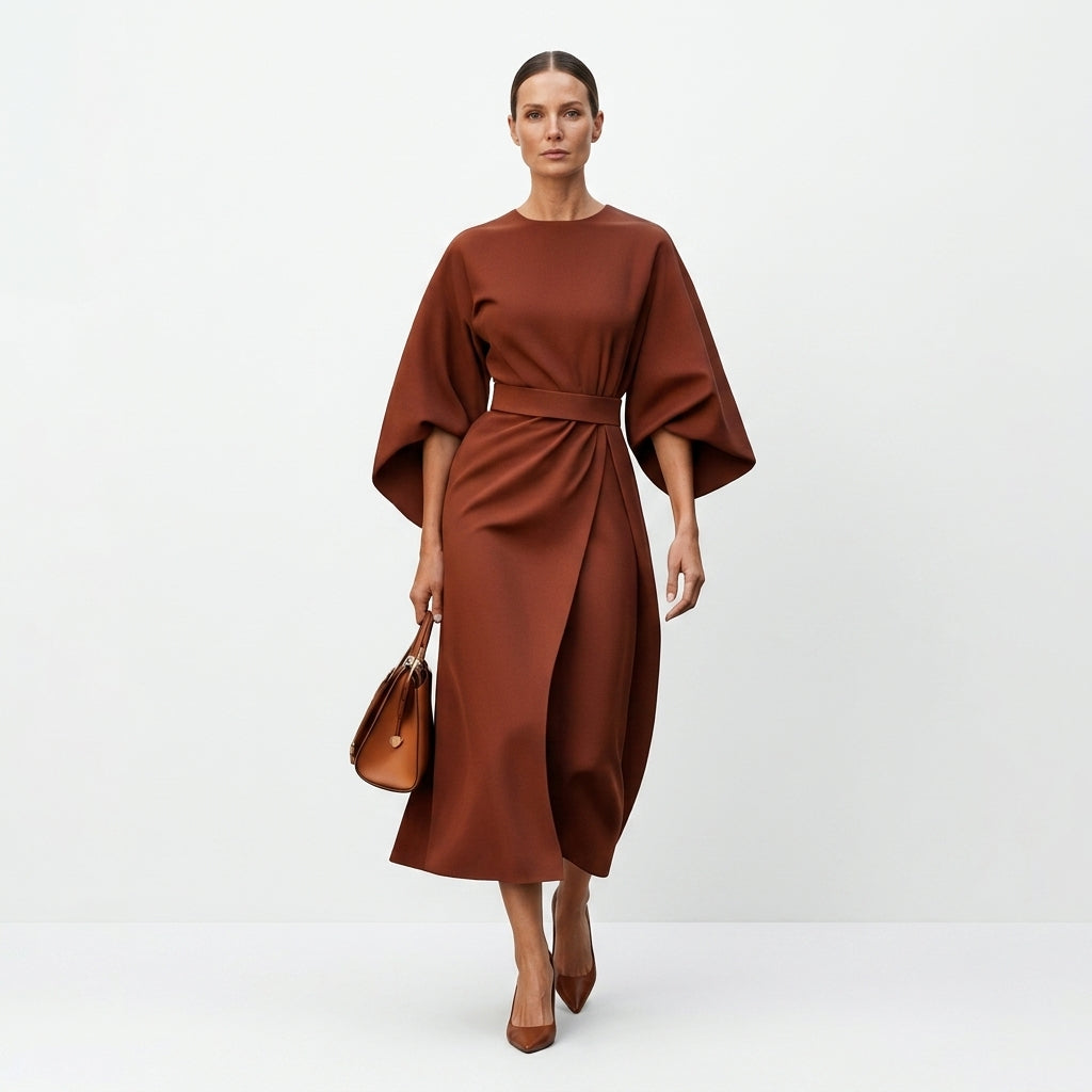 Sukienka midi damska z paskiem – elegancka sukienka z paskiem
