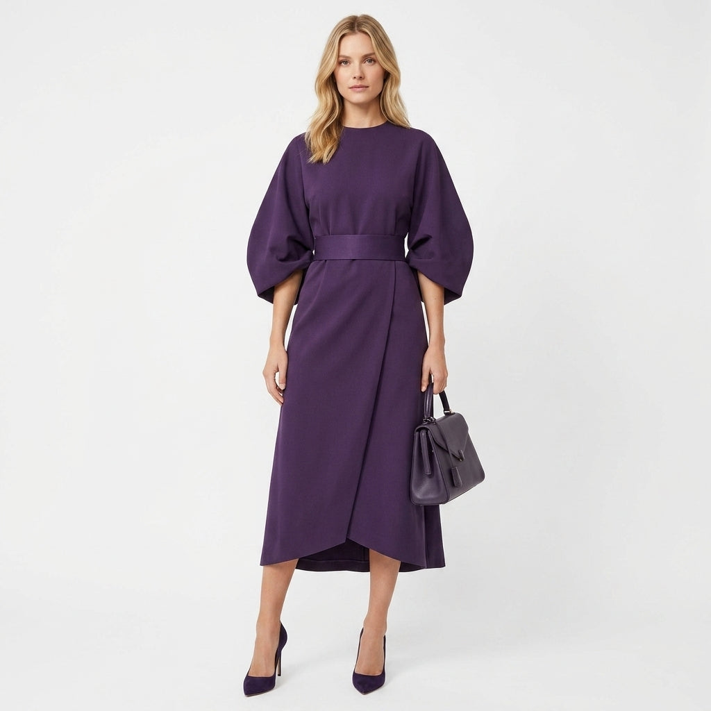 Sukienka midi damska z paskiem – elegancka sukienka z paskiem