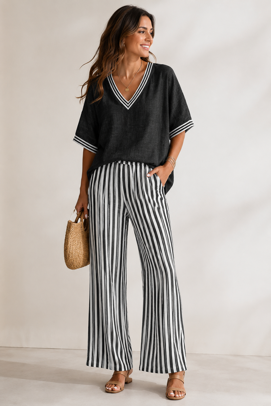 Elegant Summer Set with Stripes