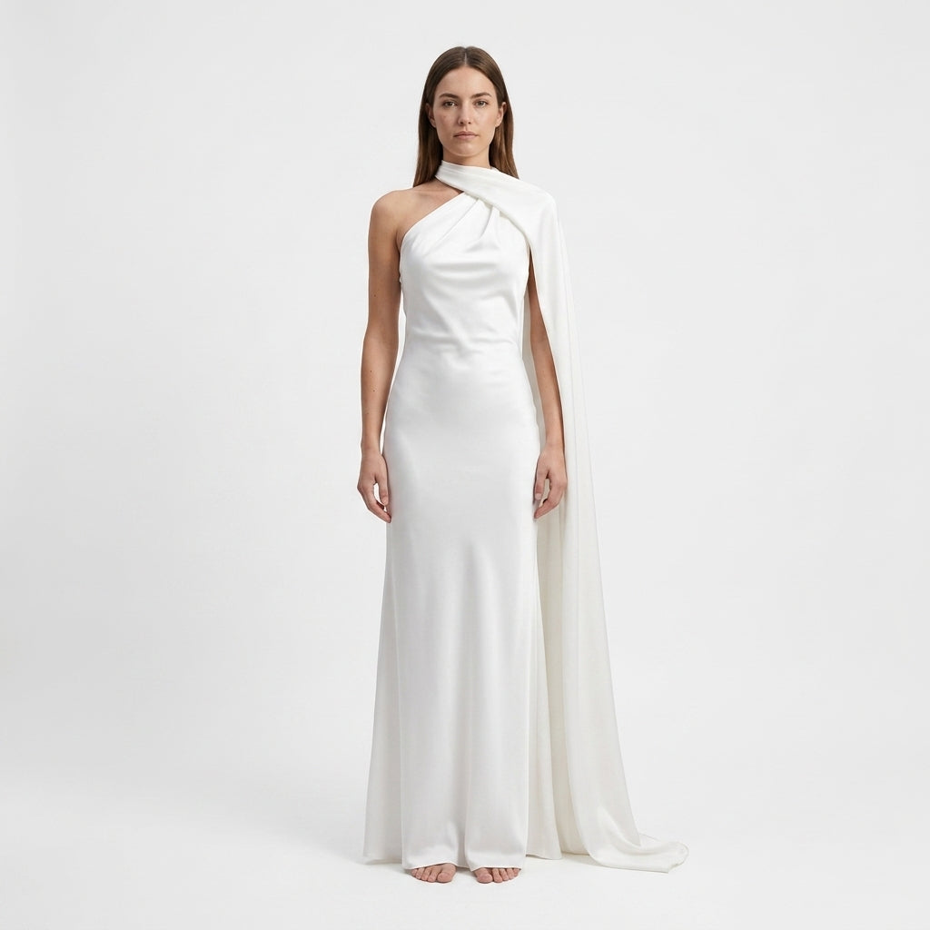 Elegancka Sukienka Maxi na Jedno Ramię