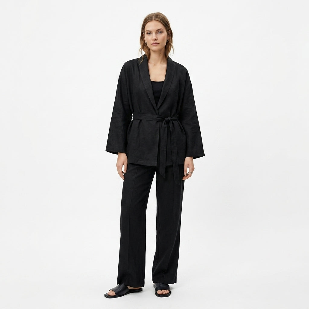 Komplet lniany damski kimono – letni zestaw lniany