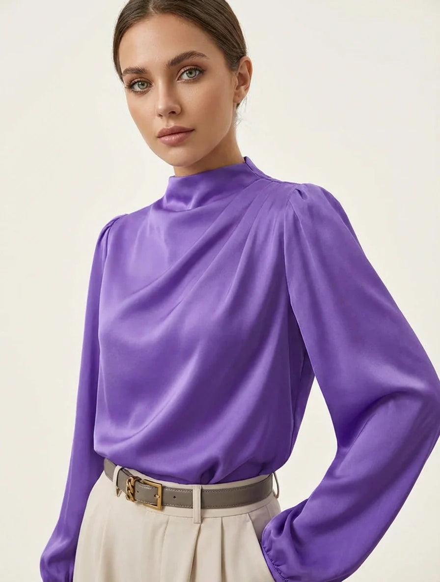 Elegancka Bluzka z Wysokim Kołnierzem | Kobiecy i Stylowy Krój