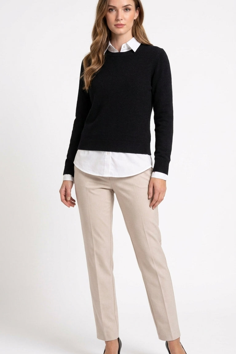 Damski sweter wełniany o eleganckim kroju i minimalistycznym wykończeniu