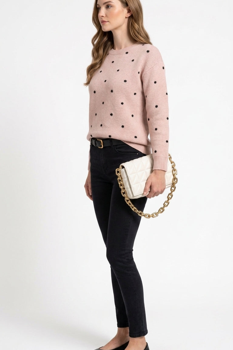 Dzianinowy Sweter Damski w Kropki