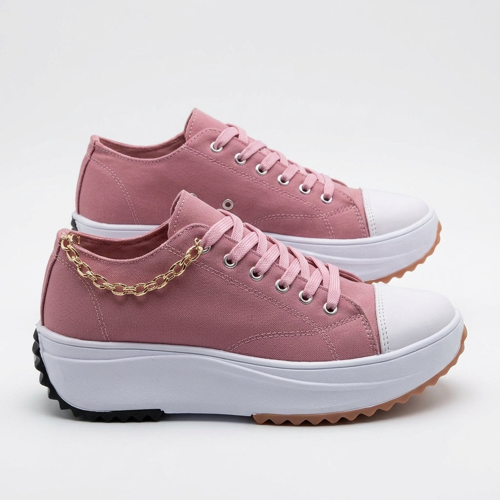 Wygodne Sneakersy na Platformie z Sznurowaniem