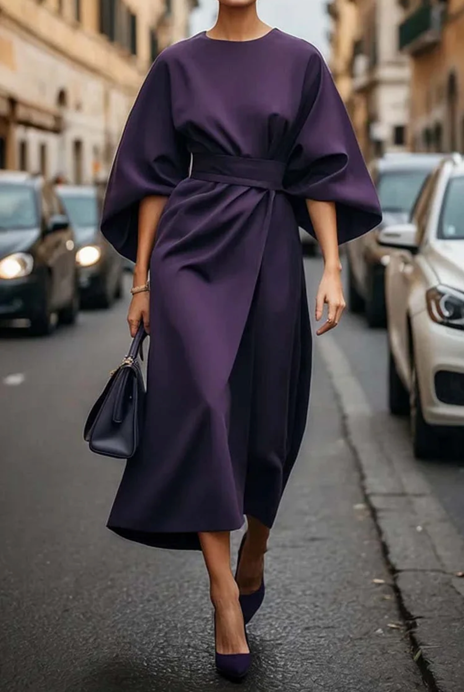 Sukienka midi damska z paskiem – elegancka sukienka z paskiem