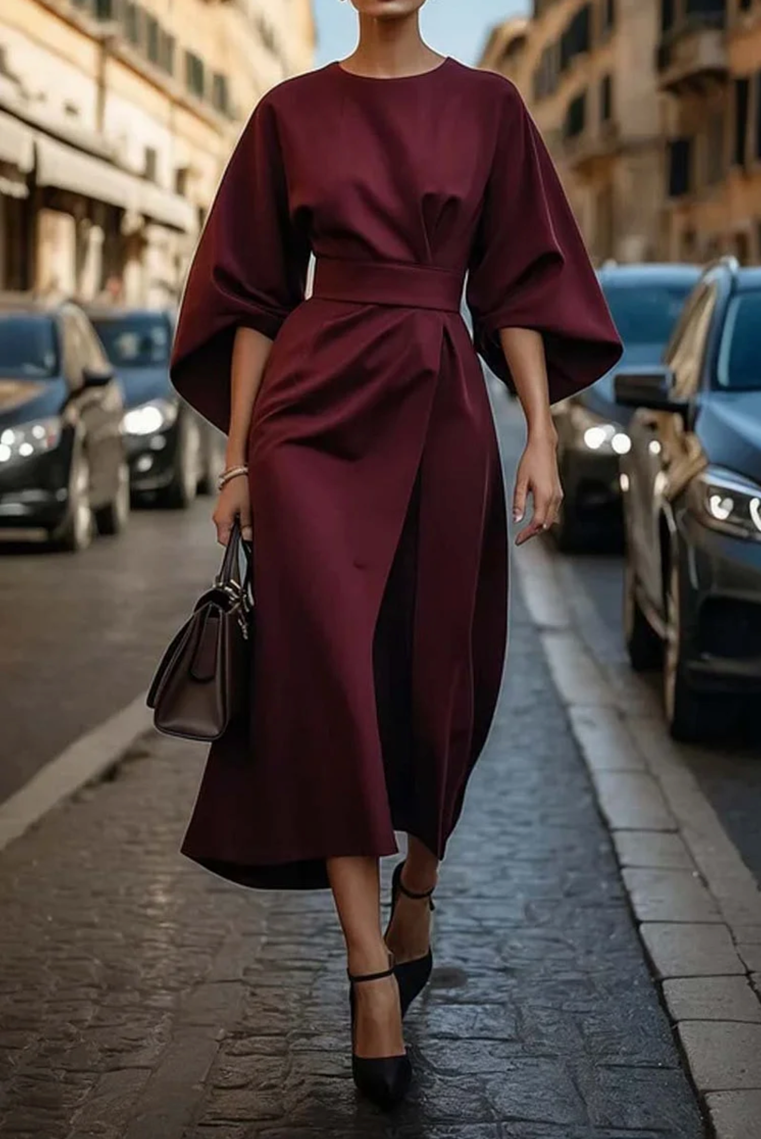 Sukienka midi damska z paskiem – elegancka sukienka z paskiem