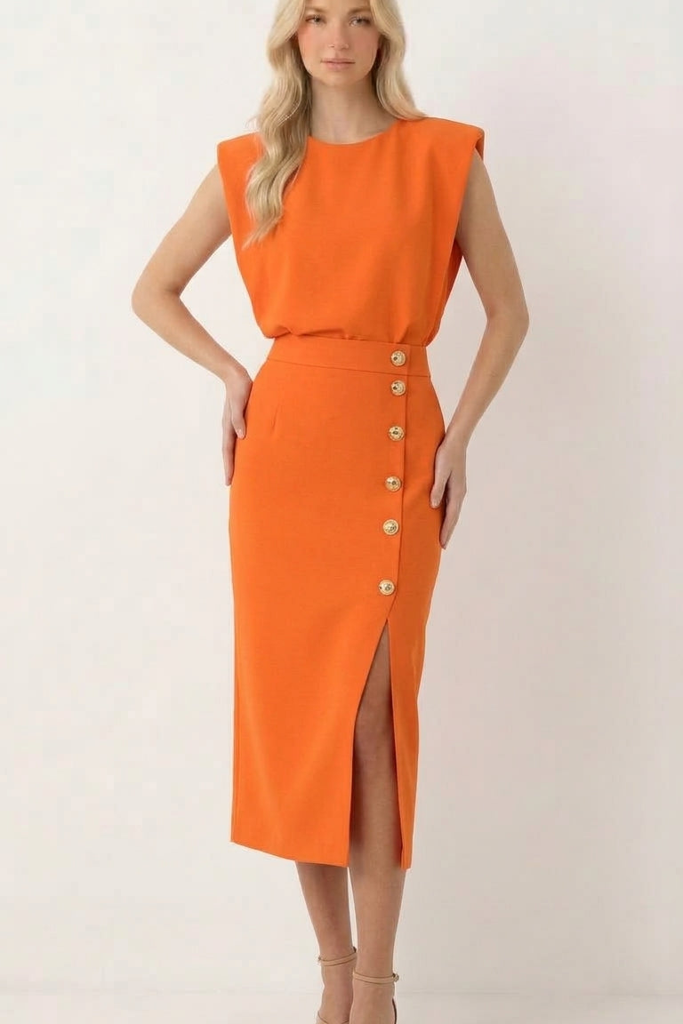 Elegancka Sukienka Midi z Rozcięciem