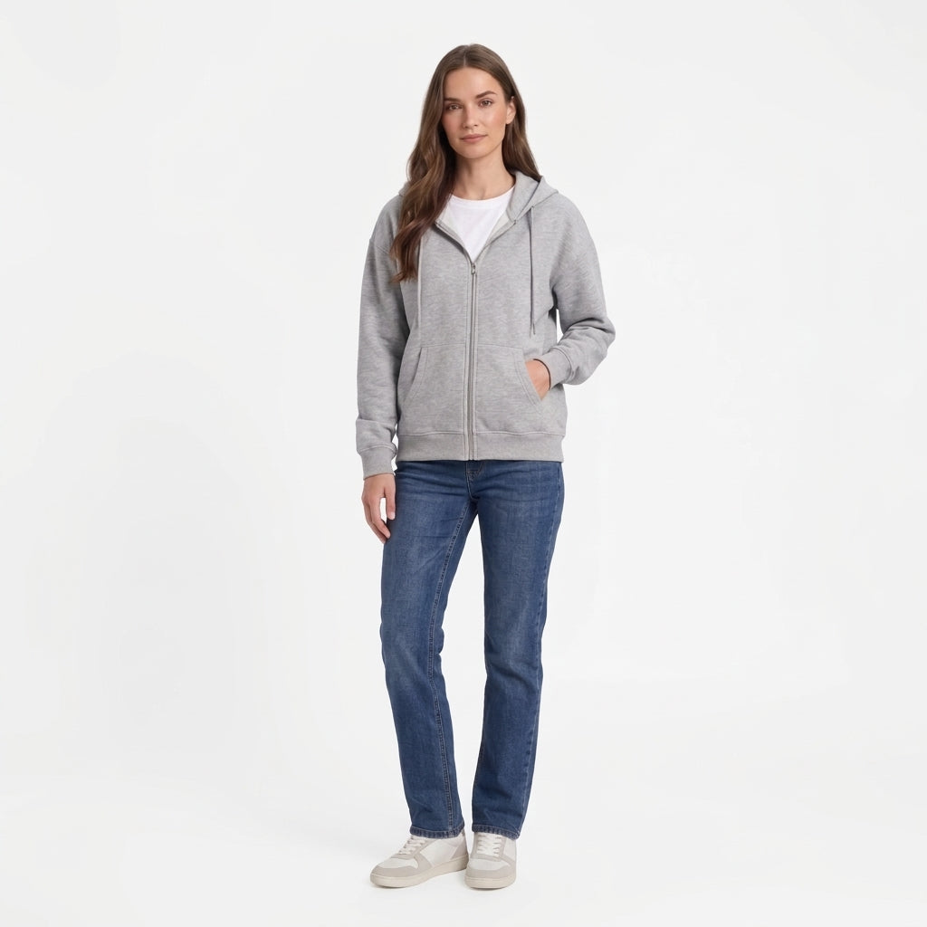 Damska rozpinana bluza oversize z kapturem i polarową podszewką