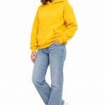 Gładka bluza z kapturem unisex o luźnym kroju — Żółty — zdjęcie studyjne