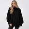 Sweter damski oversize z szerokim kołnierzem — Czarny — przód