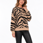 Sweter damski oversize w zwierzęcy wzór – Beżowy – dodatkowy widok