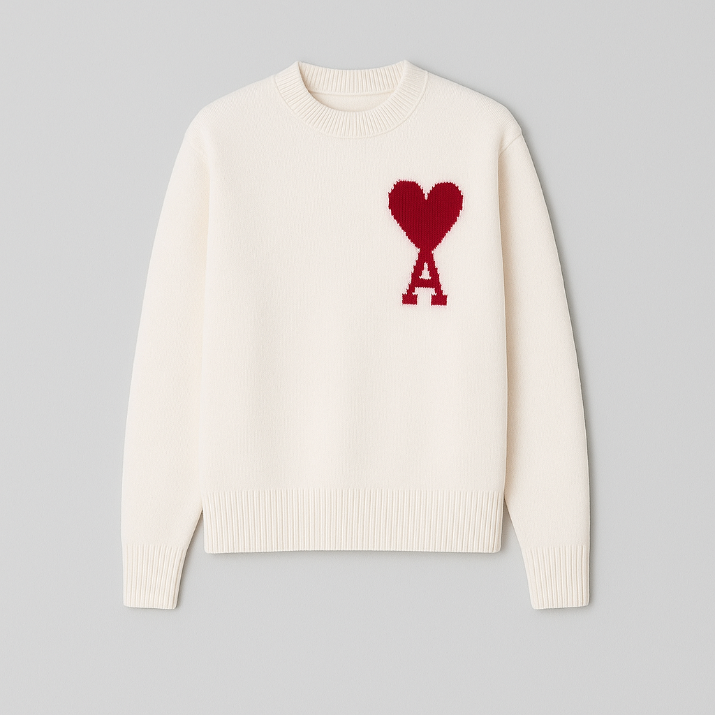Sweter damski z nadrukiem serca – sweter z sercem damski